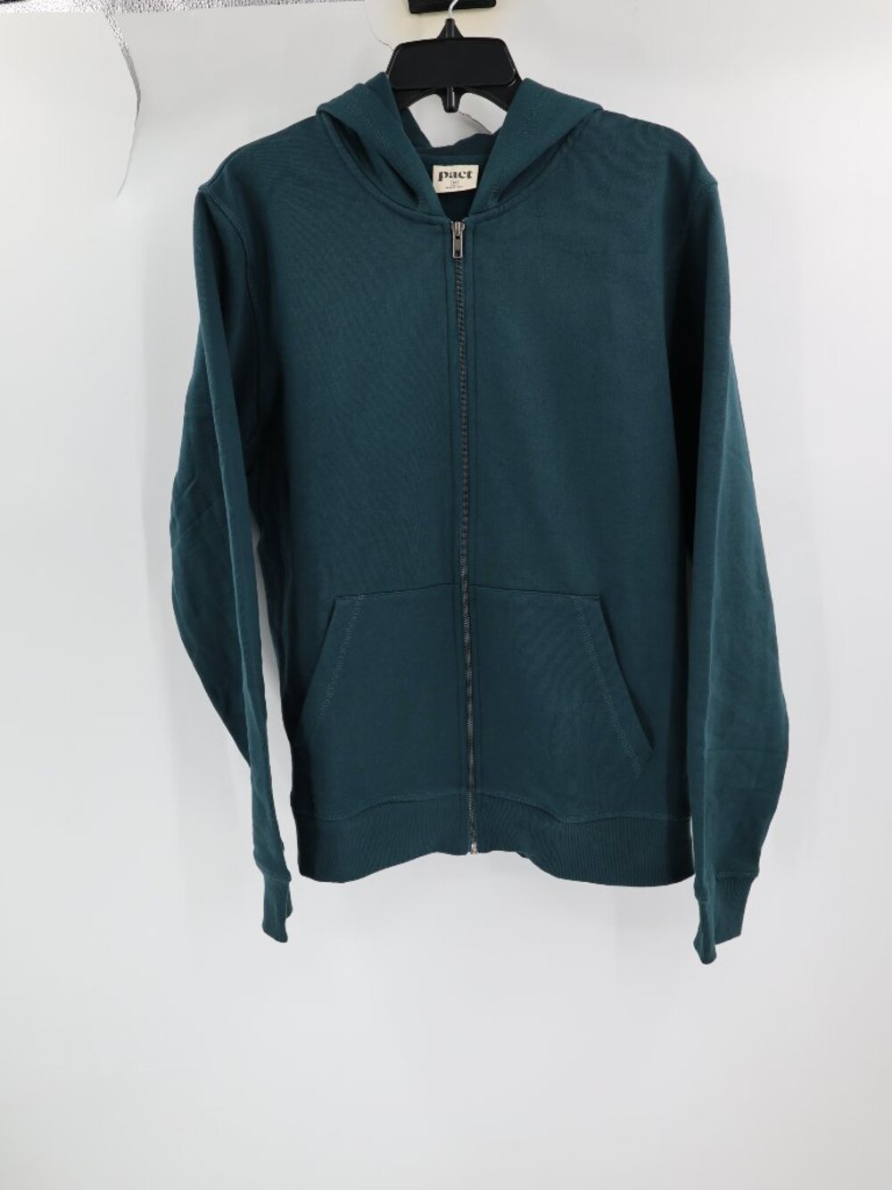 Pact jacket Men's Medium Cloud Brushed Fleece Zip Hoodie dark teal green pocket